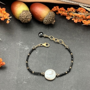 Pearl and Black Spinel Beaded Bracelet