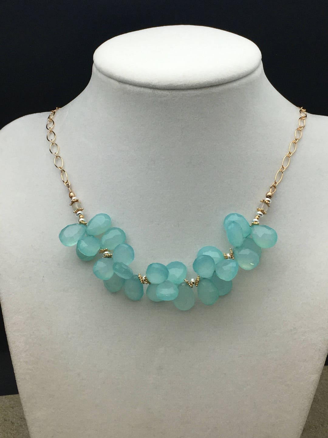 Hera Pendant Necklace Aqua Chalcedony