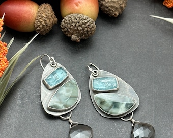 Morrisonite and Ice Blue Kyanite Statement Earrings