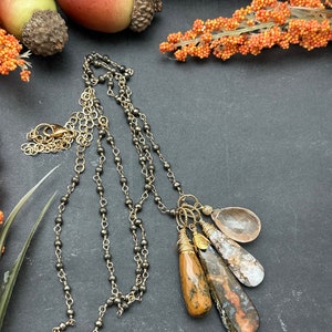Moroccan Fire Agate Long Boho Necklace