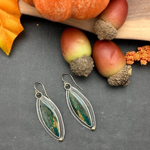 Blue Opal Mixed Metal Artisan Earrings