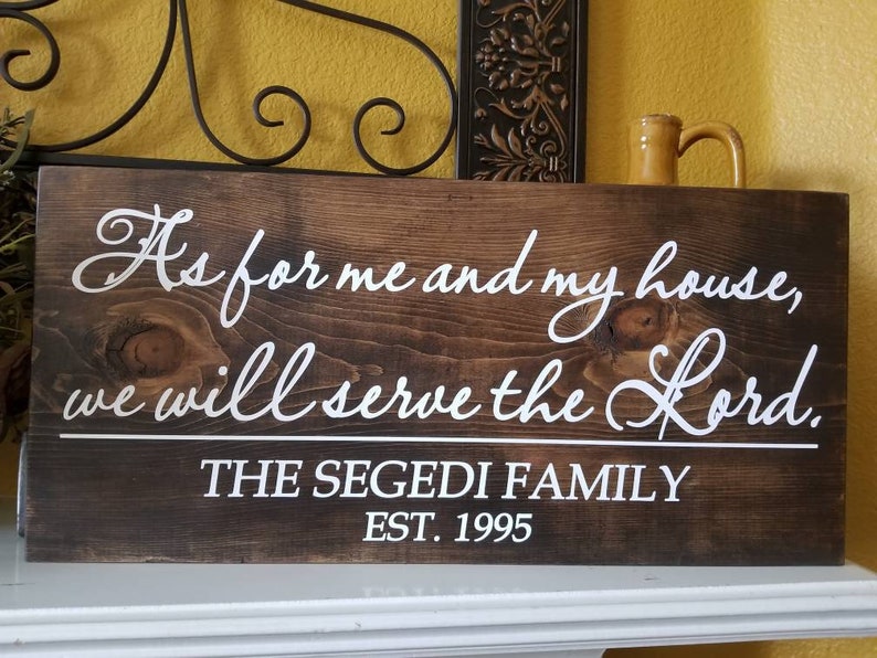 Wedding Gift Rustic Signs -Engagement Art Signs As for me and my house we will serve the Lord Personalized Last Name /& Year Wood Signs