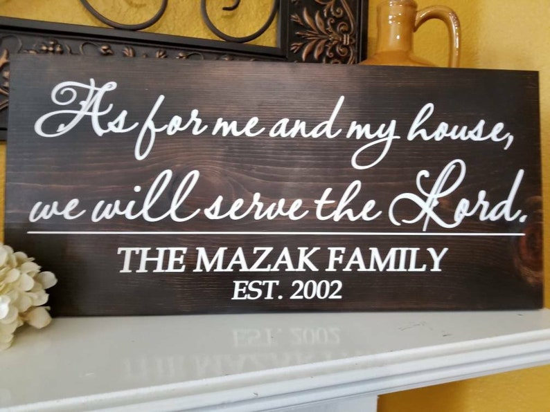 Wedding Gift Rustic Signs -Engagement Art Signs As for me and my house we will serve the Lord Personalized Last Name /& Year Wood Signs