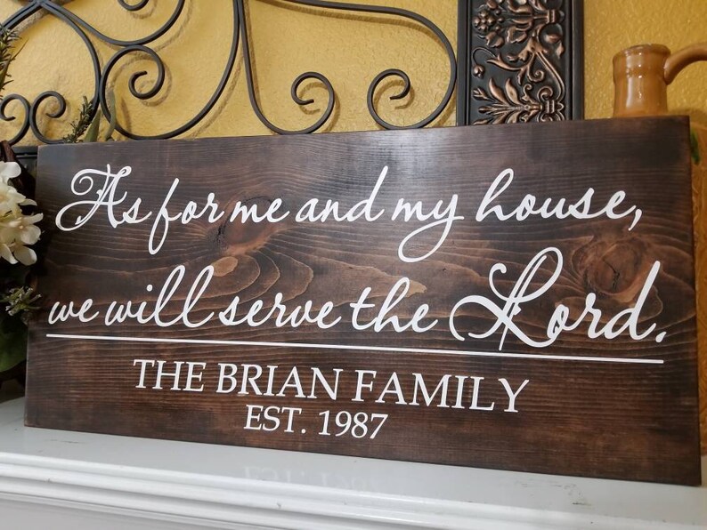 Wedding Gift Rustic Signs -Engagement Art Signs As for me and my house we will serve the Lord Personalized Last Name /& Year Wood Signs