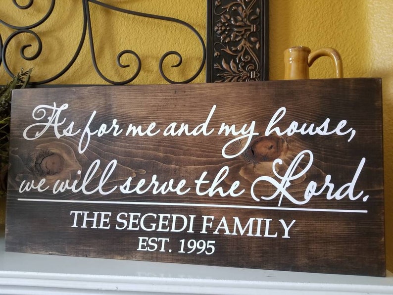 Wedding Gift Rustic Signs -Engagement Art Signs As for me and my house we will serve the Lord Personalized Last Name /& Year Wood Signs