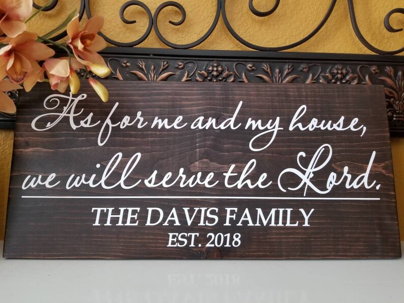 Wedding Gift Rustic Signs -Engagement Art Signs As for me and my house we will serve the Lord Personalized Last Name /& Year Wood Signs