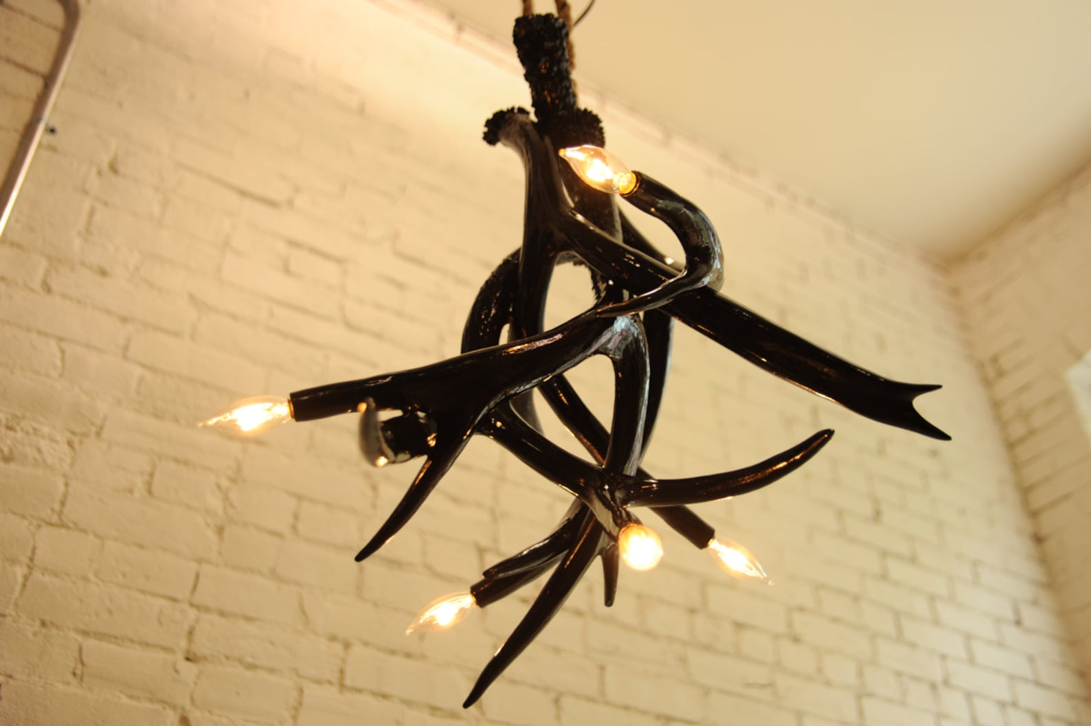 Black Antler Chandelier REAL ANTLER Modern Etsy