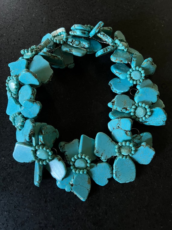 Huge Turquoise Chip Statement Necklace