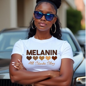 Melanin T-Shirt für schwarze Frauen - All Shades Slay Shirt | Schwarzes Mädchen T-Shirt | Afrocentric Graphic Tee | Melanin Queen Top