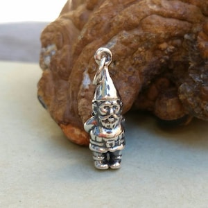 Sterling Silver Garden Gnome Charm, Gnome Charm, Gnome Necklace, Fairytale Charm, Silver Gnome for Charm Bracelet,Gnome Jewelry Garden Gnome