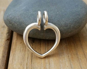 Ring Keeper, Sterling Silver Heart RingKeeper Pendant, Silver Charm Holder, Heart Link,Silver Ring Keeper,Charm Necklace,Silver Ring Holder