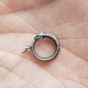 Small Sterling Silver Ouroboros Charm,Ouroboros Pendant,Snake Pendant,Ouroboros Charm Ouroboros Jewelry,Ancient Greek Symbol,Ouroboros Charm
