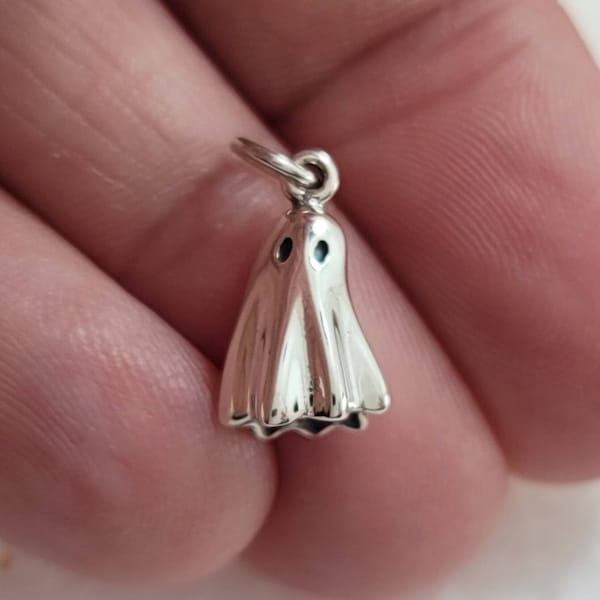 Small, Sterling Silver 3D Ghost Charm, Silver Ghost, Spectrum, Haunted Charm, Halloween Charm,Spirit Charm,Sterling Silver Ghost, Apparition