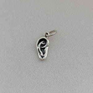 Tiny Sterling Silver Ear Charm, Body Part Charm, Hearing Charm, Anatomical Ear Charm, Human Ear Charm, Mini Silver Ear Charm, Charm Bracelet