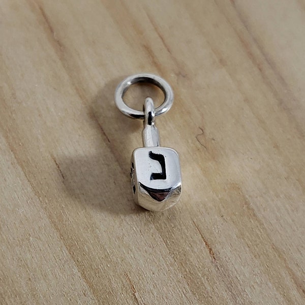 Tiny Sterling Silver Dreidel Charm,Top Charm,Jewish Holiday Charm,Silver Dreidl,Hanukkah Charm,Silver Dreidel   Charm, Spin the Dreidel