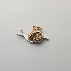 Small Mixed Metal Tiny Sterling Silver Snail Charm, Bronze and Silver Gooey Snail Charm, Bug Charm, Insect Charm, Teeny Silver Snail Charm