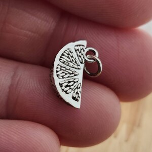 Small Sterling Silver Orange Slice Charm, Realistic Orange Slice Charm, Fruit Charm, Spring Charm, Silver Fruit Slice, Mini Orange Slice