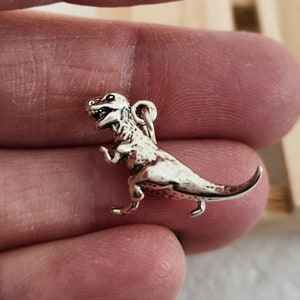 Sterling Silver 3D Tyrannosaurus Rex Charm, Silver T-Rex Charm, Cretaceous Period Charm, Theropod Dinosaur Charm, Silver Dinosaur Charm