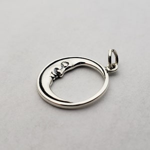 Sterling Silver Sleeping Moon Charm Pendant Crescent Moon - Etsy