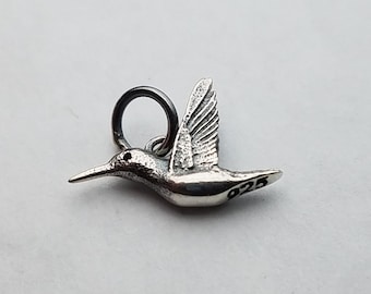 Dije de colibrí en plata de ley 3D, joyería de colibrí, dije de plata de ley, collar de colibrí, dije de pájaro, colibrí de plata