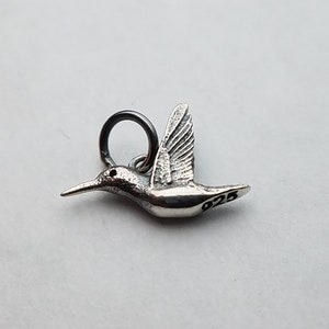 Tiny 3D Sterling Silver Hummingbird Charm, Hummingbird Jewelry, Sterling Silver Charm, Hummingbird Necklace, Bird Charm, Silver Hummingbird