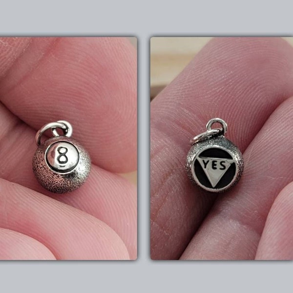 Sterling Silver 3D Magic Eight Ball Charm, Clairvoyant Charm, Magic 8 Ball Charm, Silver Occult Charm, Magical Charm, Silver Talisman Charm