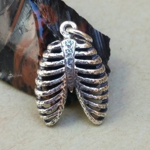 The Walking Dead, Sterling Silver Rib Cage, Silver Halloween Charm, Bone Charm, Sterling Silver Charm Bracelet, Spooky Charm Necklace, Charm