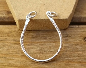 Sterling Silver Hammered U-Shaped Charm Holder, Charm Bail, Hammered Silver, Charm Enhancer, Hammered Pendant, Silver Horseshoe Charm Holder