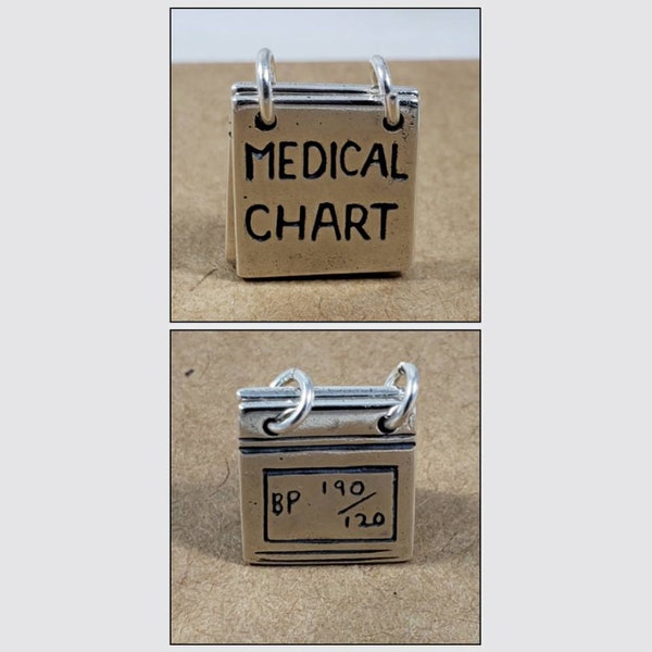 Sterling Silver Medical Chart Charm,Nurse's Charm, Doctor Charm,Medical Charm Bracelet, Silver Medical Charm, Movable Medical Charm,Hospital