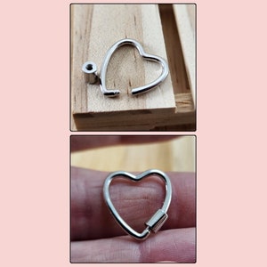 Sterling Silver Heart Carabiner Screw Clasp Charm Holder,Silver Buckle Clasp, Heart Screw Clasp,Silver Charm Clasp,Silver Buckle Screw Clasp