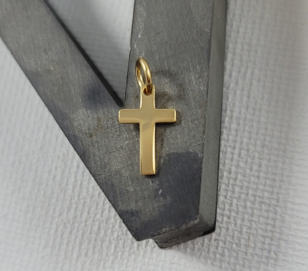 Small Shiny 14k Gold Plate Cross,confirmation Charm,gold Cross Charm ...