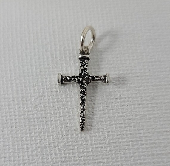 Small Sterling Silver Cross of Nails Charm Pendantsilver - Etsy