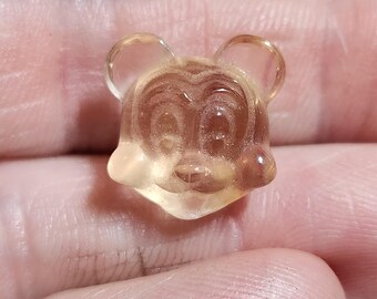 Promo ! Le dernier ! Petite pierre précieuse Mickey Mouse jaune et rose en fluorite, visage de Mickey Mouse en fluorite, pierre précieuse souris, pierre précieuse Disney