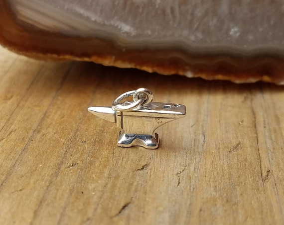 add to your charm bracelet necklace or keyring Sterling silver tiny tool charm anvil diy jewelry metal worker jewelry maker