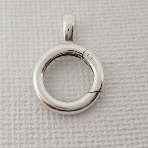 13.5mm Sterling Silver Hinged Round Charm Holder,Circle Pendant,Hinged Pendant Holder,Hinged Charm Holder,Ring Keeper,Silver Ring Holder