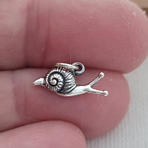 Tiny Sterling Silver Snail Charm, Sterling Silver Gooey Snail Charm, Bug Charm, Insect Charm, Silver Animal Charm, Teeny Silver Snail Charm