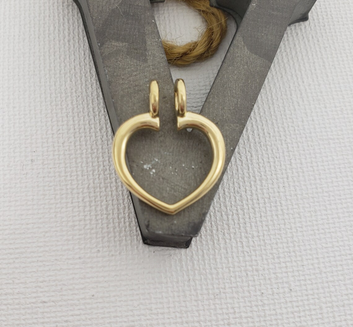 Ring Keeper 14K Gold Heart Ring Keeper Pendant Solid Gold Etsy