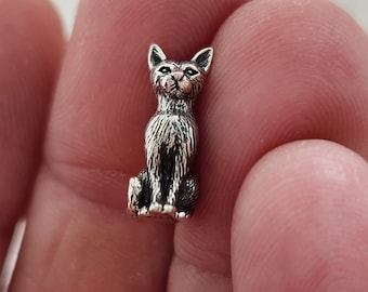Sterling Silver 3D Oxidized Cat Charm, Silver Cat Charm,Kitty Charm, Feline Charm, Kitten, Animal Lover, Kitty Cat,Princess Kitty, Kitty Pet