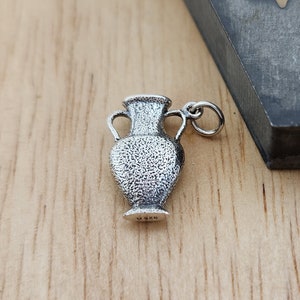 Sterling Silver Amphora Bottle Pendant, Ancient Bottle Pendant,Silver Talisman Charm, Eurasia Vessel for Trading, Silver Humble Jar Pendant