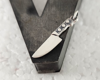 Sterling Silver Kitchen Knife Charm, Chef Charm, Culinary Charm, Tiny Silver Knife Charm, Food Charm, Miniature Kitchen Knife, Mini Knife