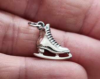 Small Sterling Silver Ice Skate Charm, Ice Skating Charm Pendant, Ice Skate Rink, Figure Skating Gift, Skating Lover, 925 Ice Skating Charm