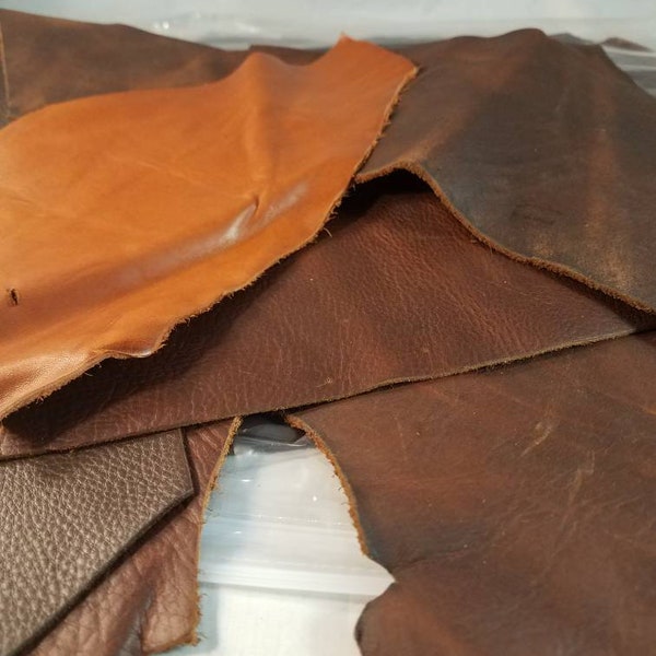 Sale!2 lbs Large Scrap Brown Leather Pieces for Jewelry,Leather Remnants,Large Leather Scraps for Crafts,Scrap Leather for Purses,Destash