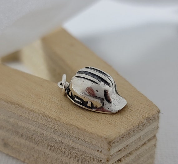 Sterling Silver Hard Hat Charm,Construction Hard Hat Charm,Safety Hat Charm,Construction Charm,Crash Helmet Charm,Silver Construction Helmet