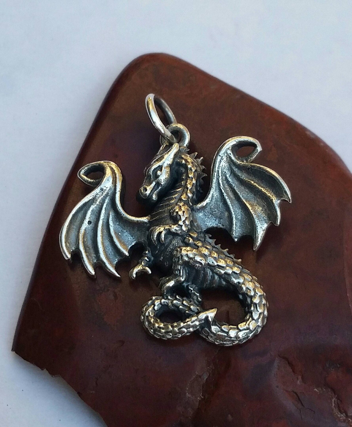 Sterling Silver Dragon Charmfire Breathing Dragon Etsy