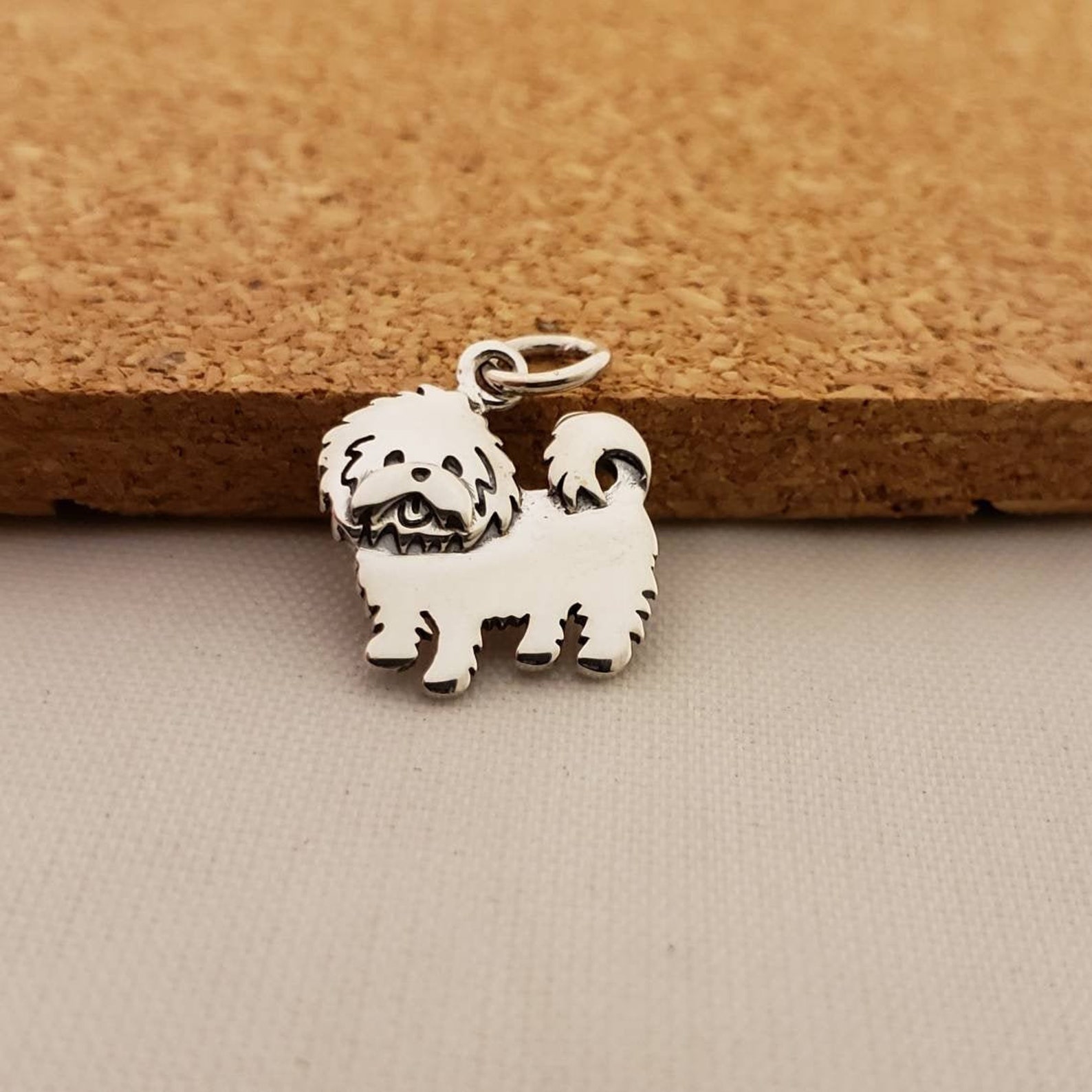 Sterling Silver Maltese Charm Puppy Charm Shih Tzu Charm Etsy
