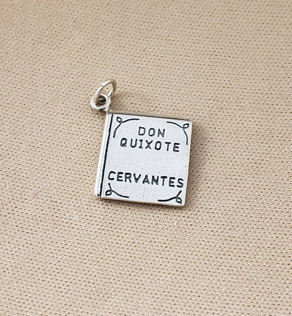 Book Charm Antiqued Sterling Silver Don Quixote Cervantes Book Charm Antiqued Sterling Silver Don Quixote Cervantes