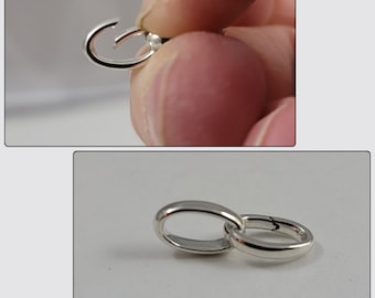 Sterling Silver Two-Ring Oval Link Component w/ Hinged Ring,Silver Mini Push Clasp,Oval Clasp,Hinged Bracelet Clasp,Silver Clasp,Oval Clasp