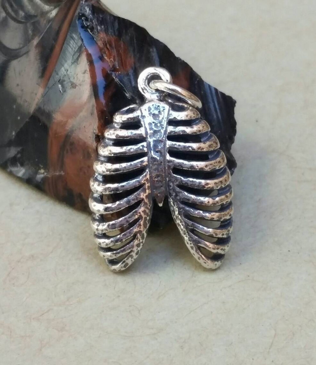 Sale! Last One! Sterling Silver Rib Cage, Silver Halloween Charm, Bone ...