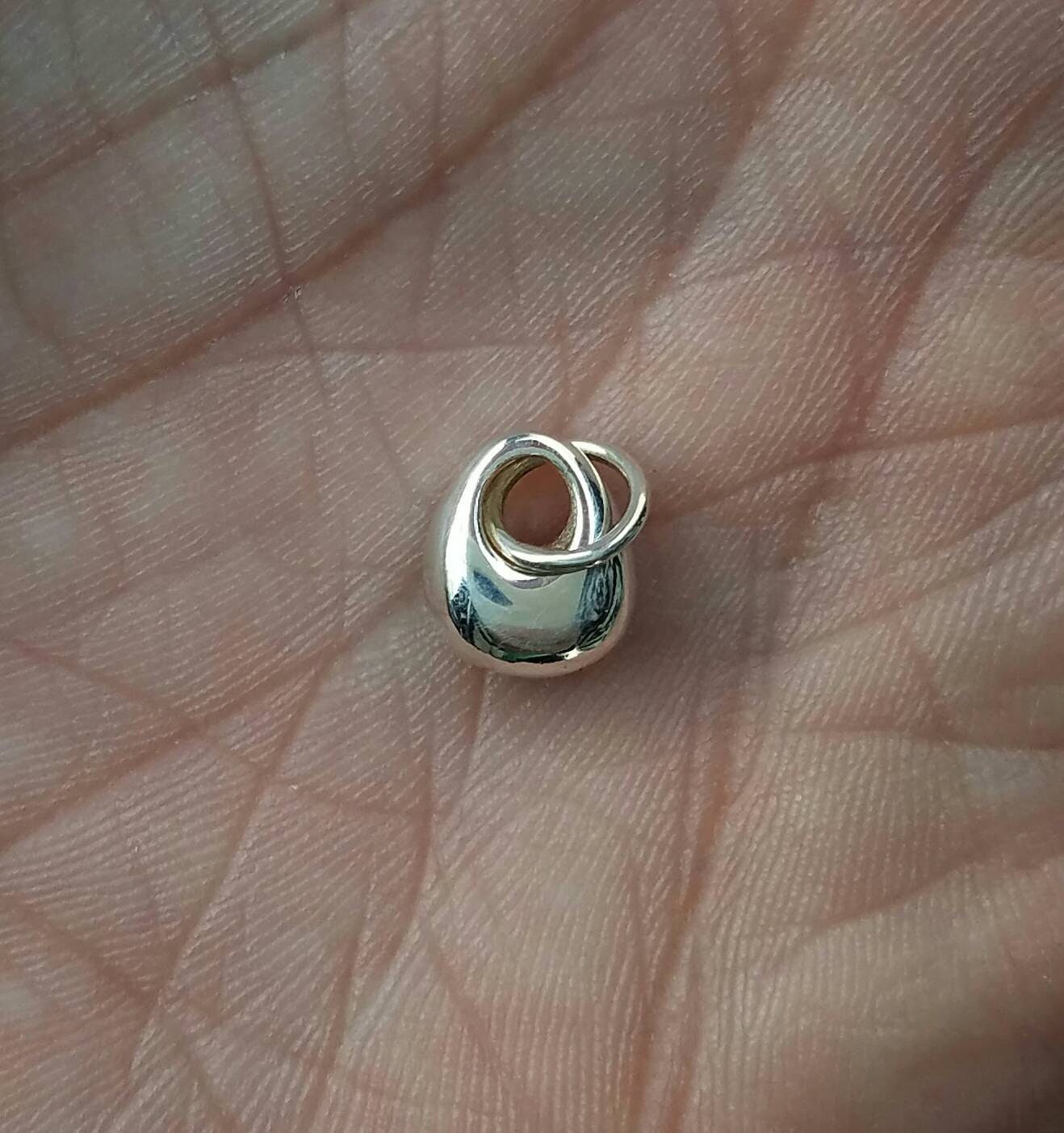 Small, Sterling Silver Teardrop Nugget Dangle Charm,Nugget Charm,Silver Nugget Dangle,Teardrop Charm,Dangle Charm for Charm Bracelet,Nugget