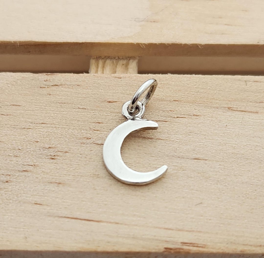 Tiny Sterling Silver Crescent Moon Charm - Etsy